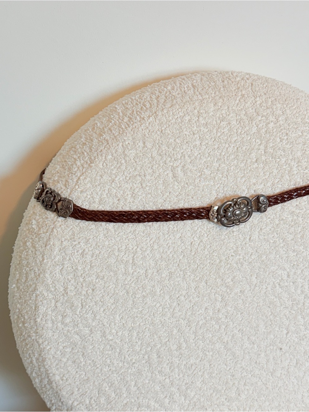 Vintage Olga Santini Concha Hip Belt Leather Braided Brown 90s Boho Y2K Western - Picture 6 of 15